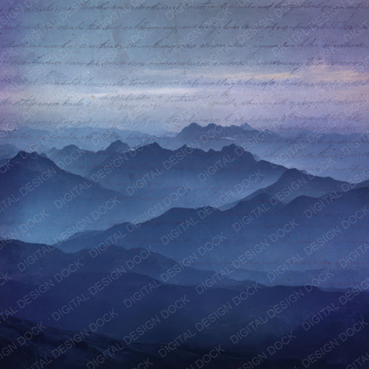Old Mountain Dusk Ridge Scene Digital Paper Pack (DDD012291)
