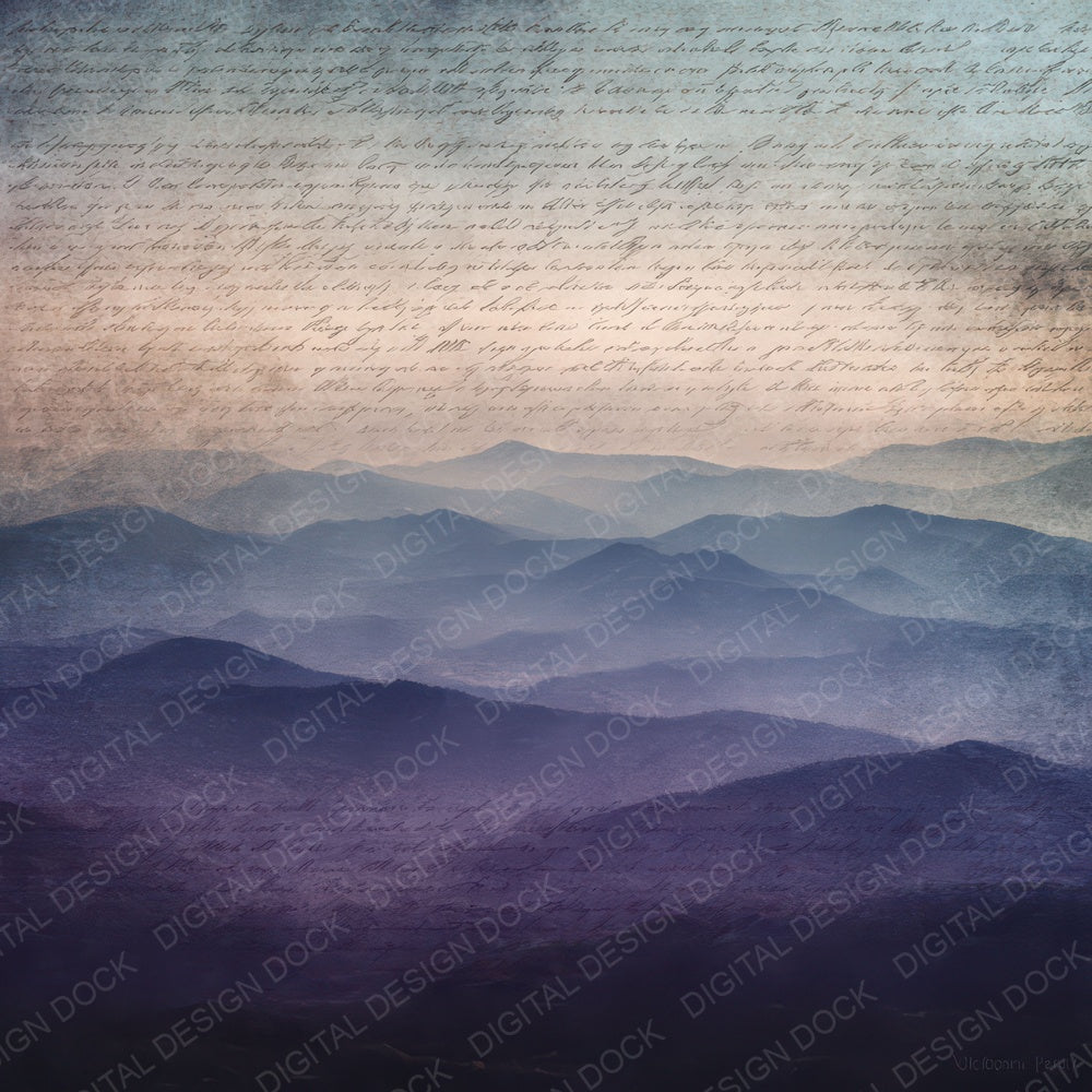 Old Mountain Dusk Ridge Scene Digital Paper Pack (DDD012291)