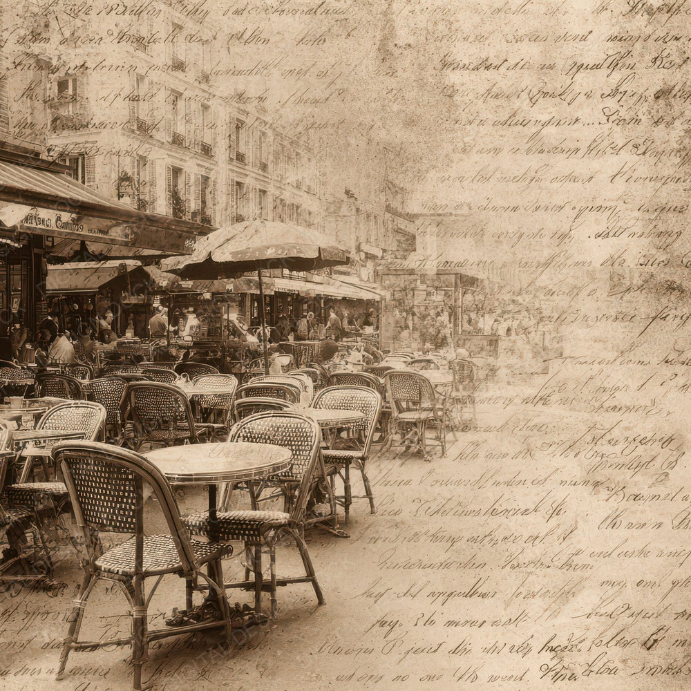 Old Paris Cafe Street Scene Digital Paper Pack (DDD008837)