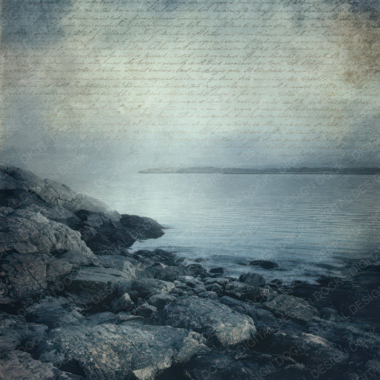 Old Rocky Shore Twilight Scene Digital Paper Pack (DDD012318)