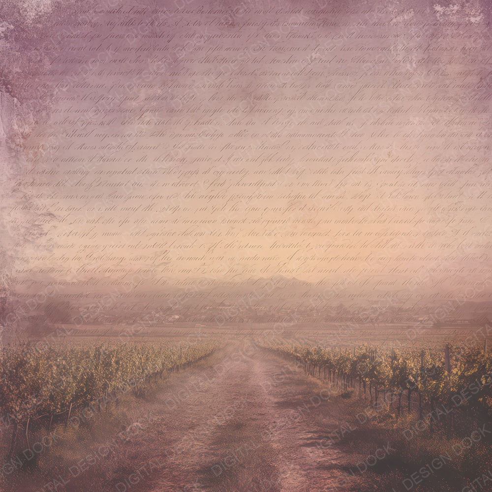 Old Vineyard Sunset Path Scene Digital Paper Pack (DDD012234)
