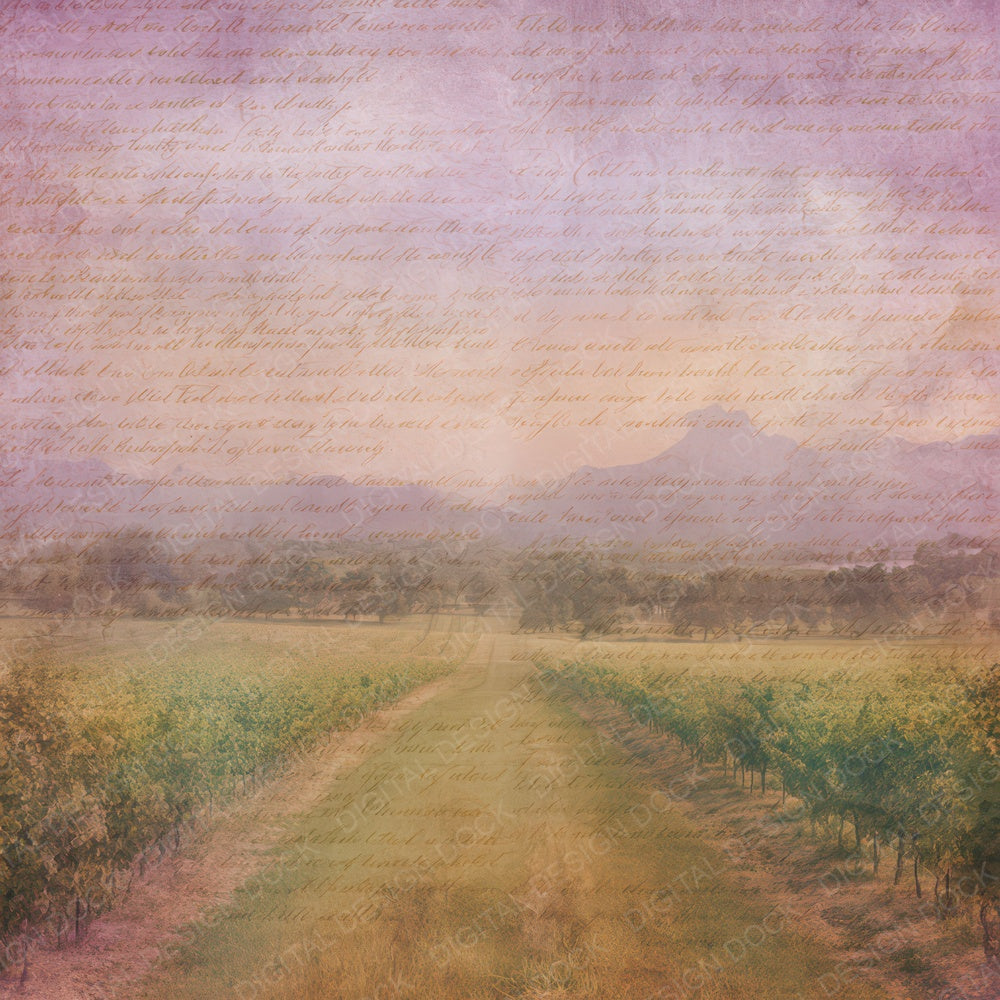 Old Vineyard Sunset Path Scene Digital Paper Pack (DDD012234)