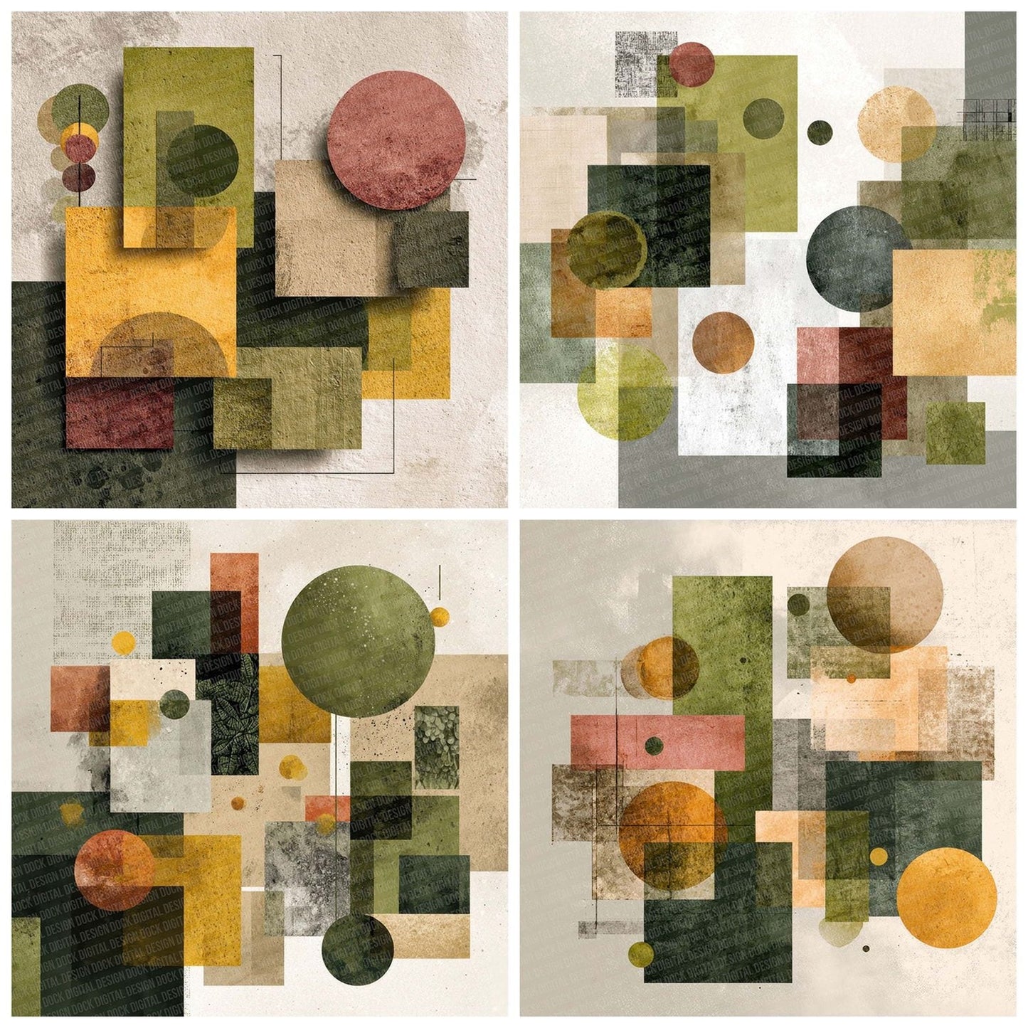 Olive Sand Geometry Digital Paper Pack (DDD002821)