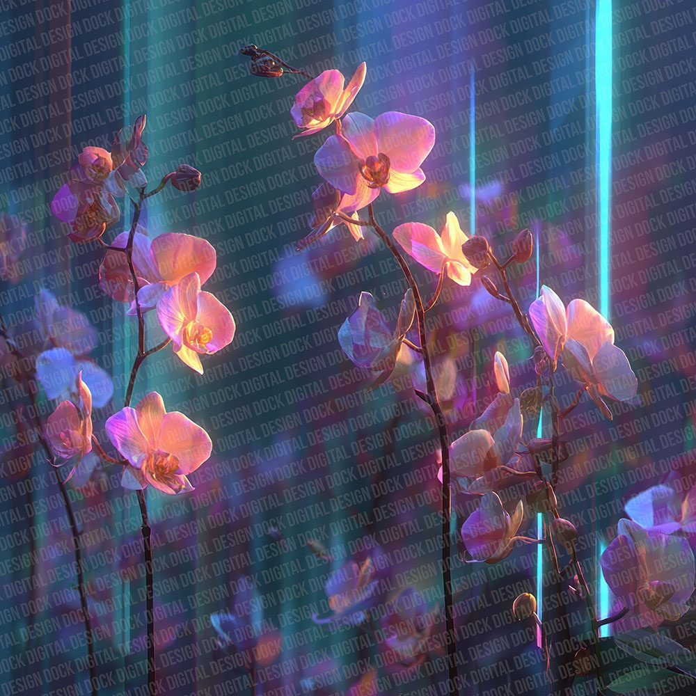 Orchid Pulse Botanical Glitch Digital Paper Pack (DDD002834)