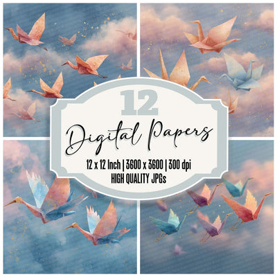 Origami Bird Cloud Drift Digital Paper Pack (DDD007695)