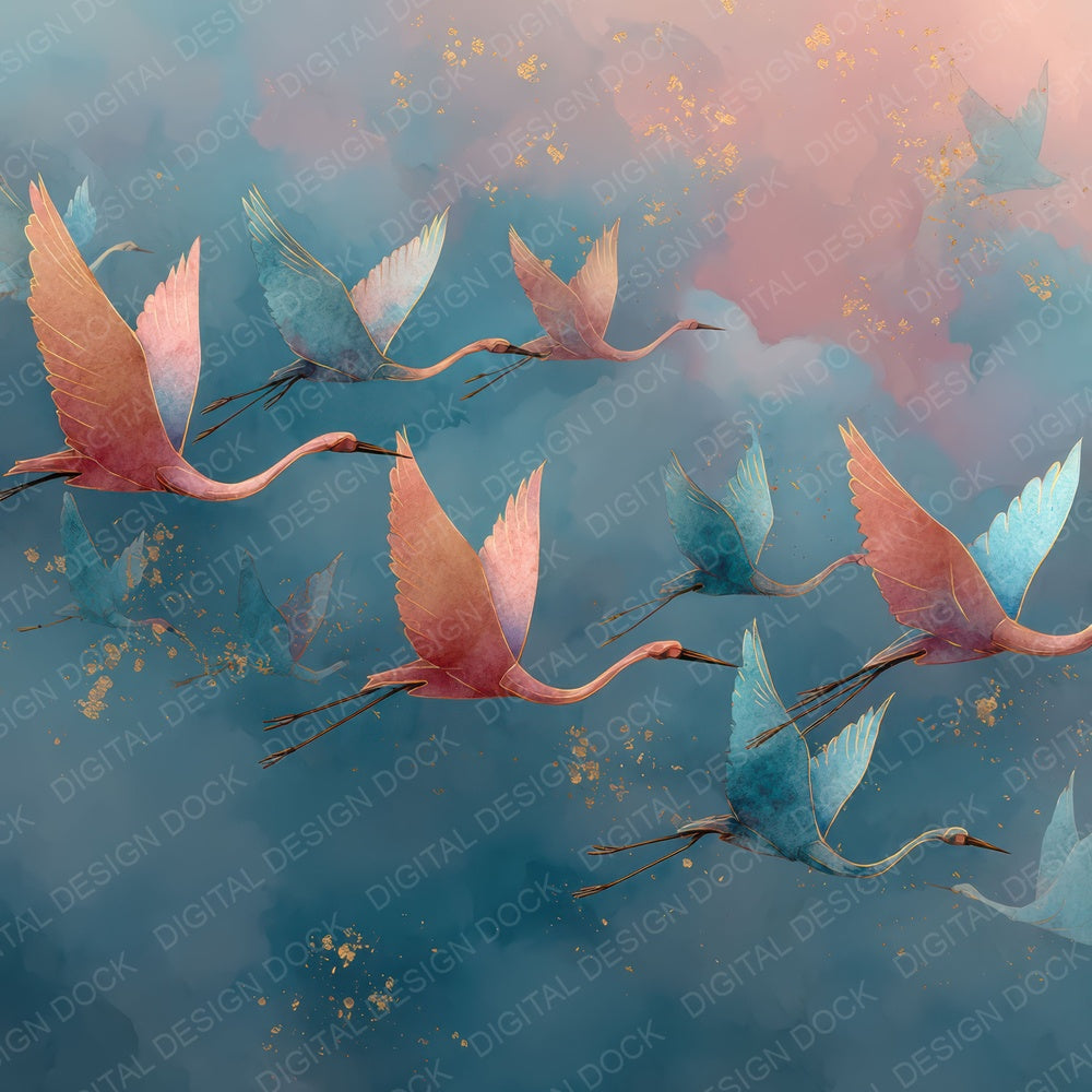 Origami Bird Cloud Drift Digital Paper Pack (DDD007695)