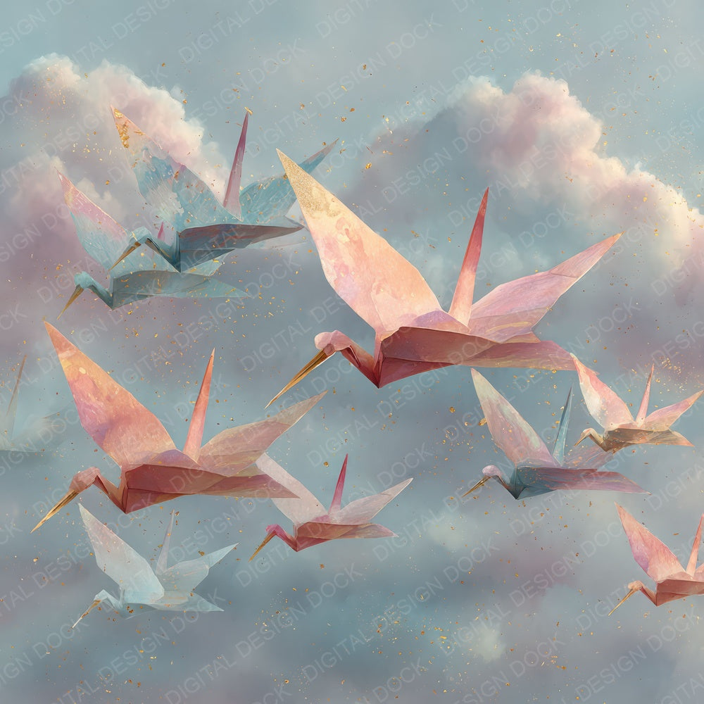 Origami Bird Cloud Drift Digital Paper Pack (DDD007695)