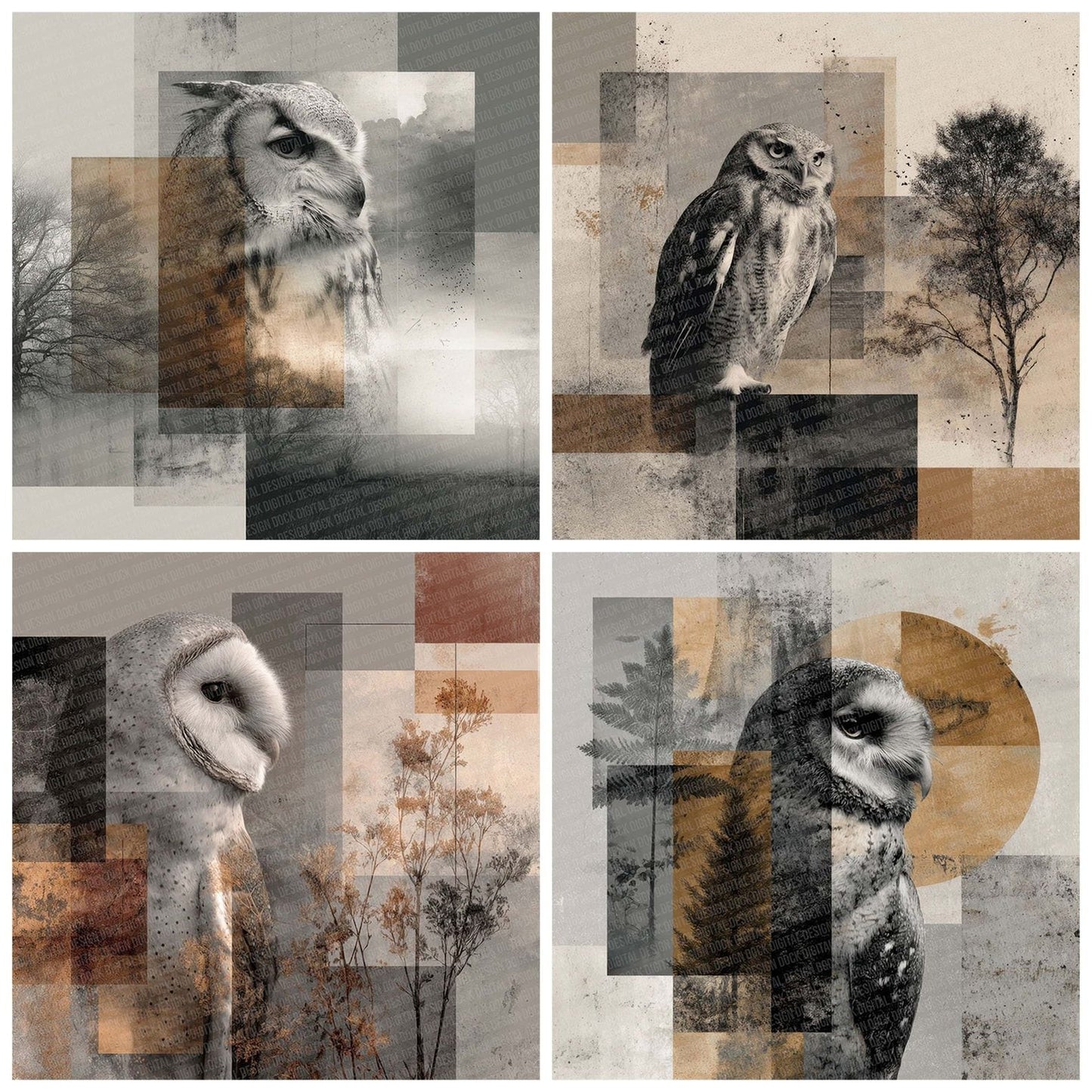 Owl Woodland Moodboard Digital Paper Pack (DDD002855)