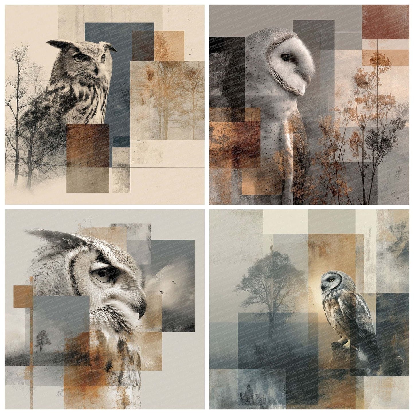 Owl Woodland Moodboard Digital Paper Pack (DDD002855)