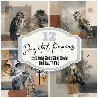 Owl Woodland Moodboard Digital Paper Pack (DDD002855)