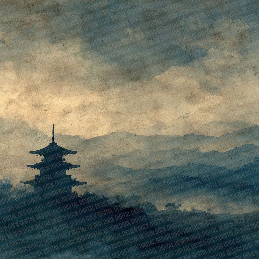 Pagoda Mist Japanese Watercolour Digital Paper Pack (DDD002866)