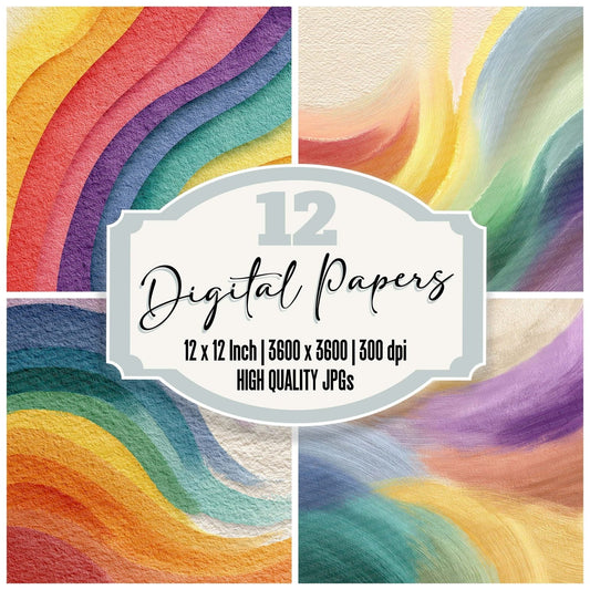 Painterly Arc Watercolour Rainbow Digital Paper Pack (DDD002871)
