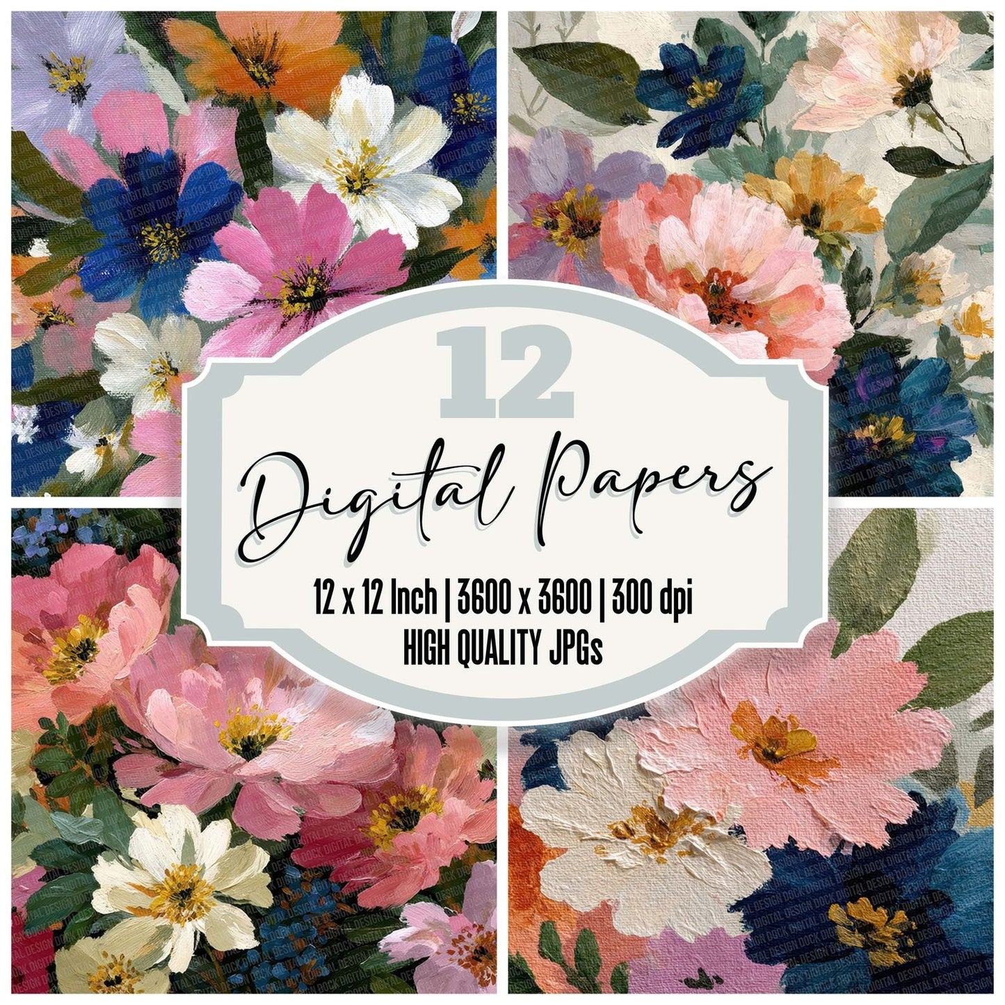 Painterly Floral Wash Digital Paper Pack (DDD002872)