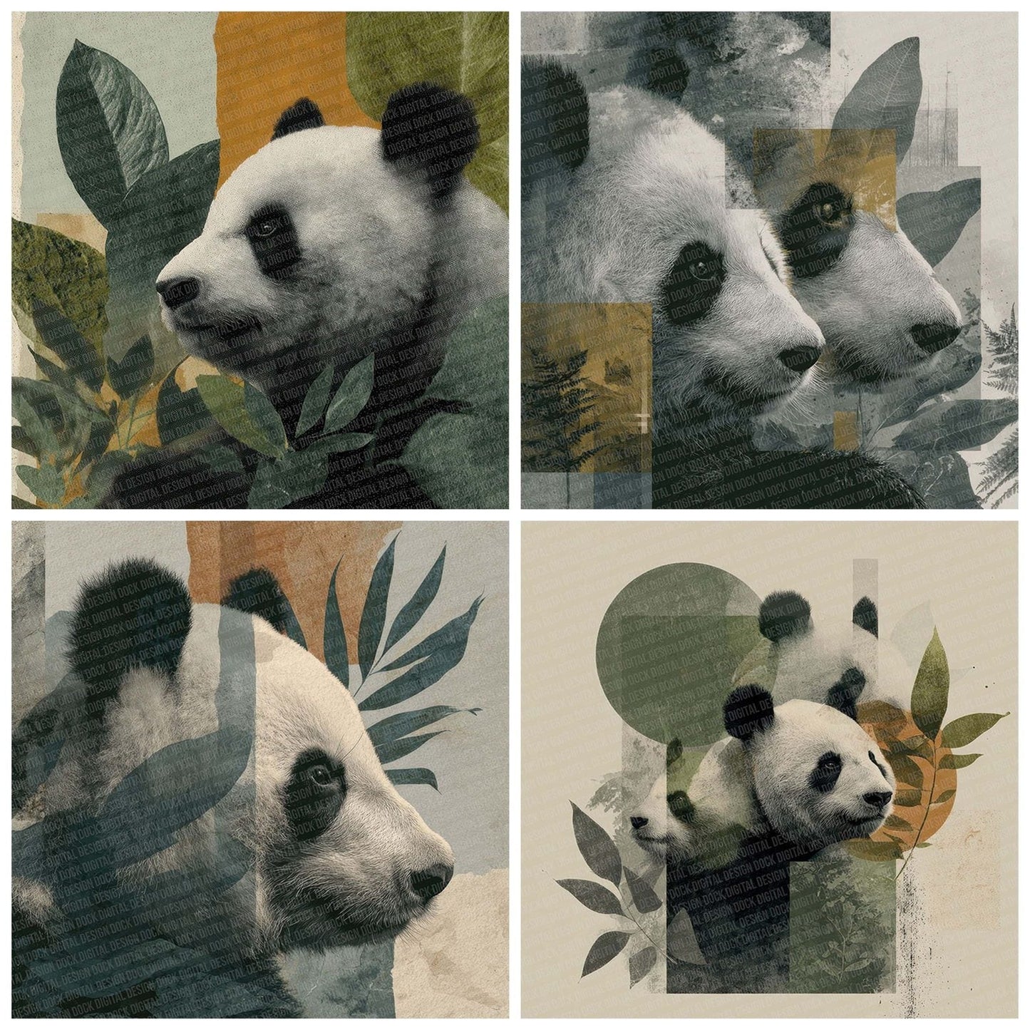 Panda Bamboo Moodboard Digital Paper Pack (DDD002880)