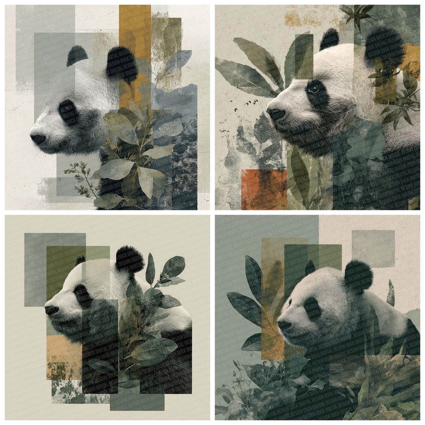 Panda Bamboo Moodboard Digital Paper Pack (DDD002880)