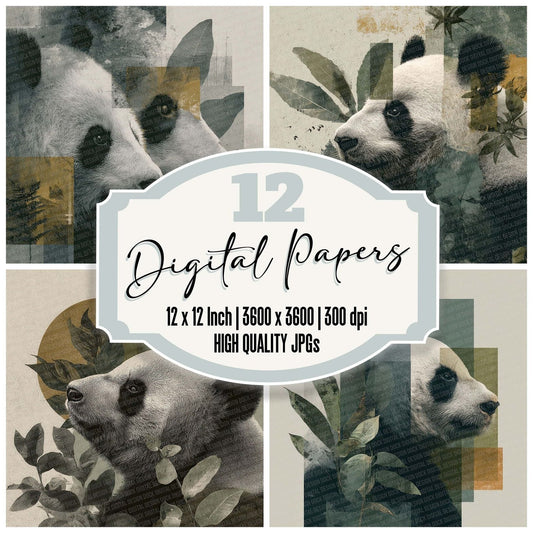 Panda Bamboo Moodboard Digital Paper Pack (DDD002880)