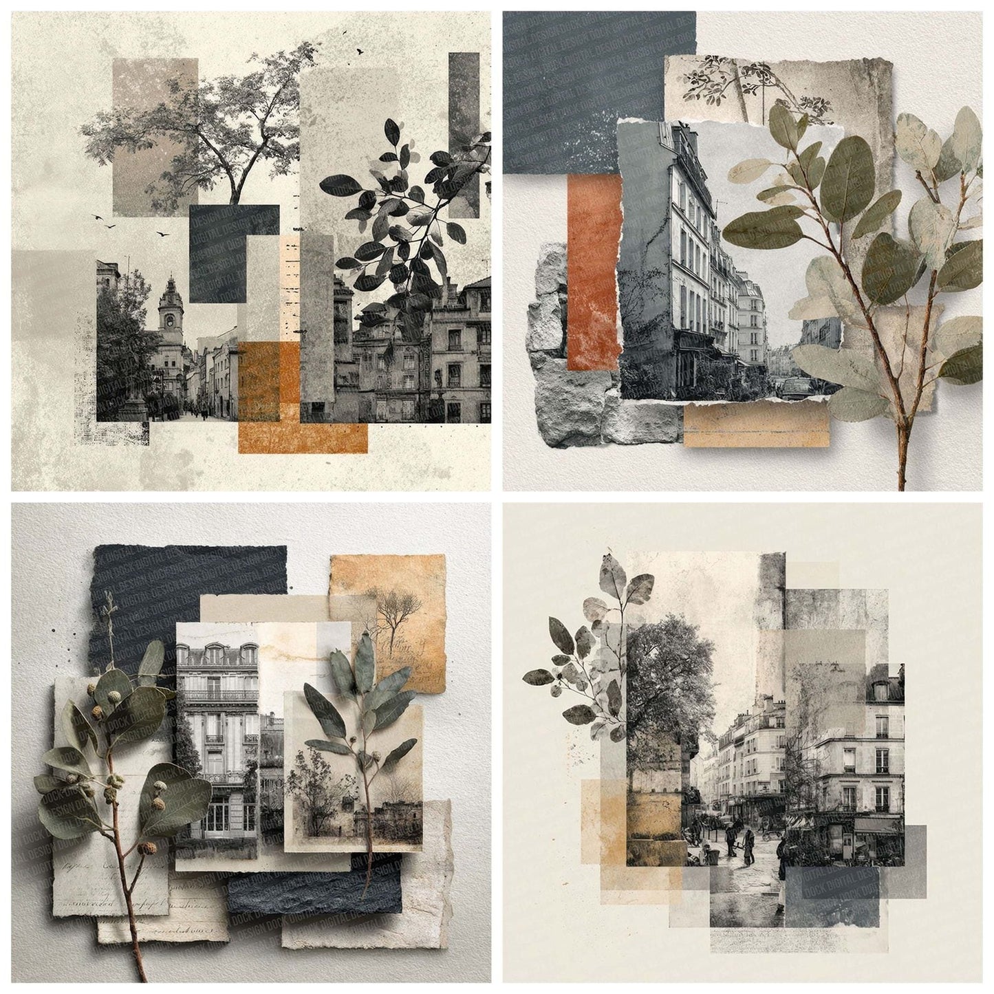 Paris City Collage Digital Paper Pack (DDD002894)