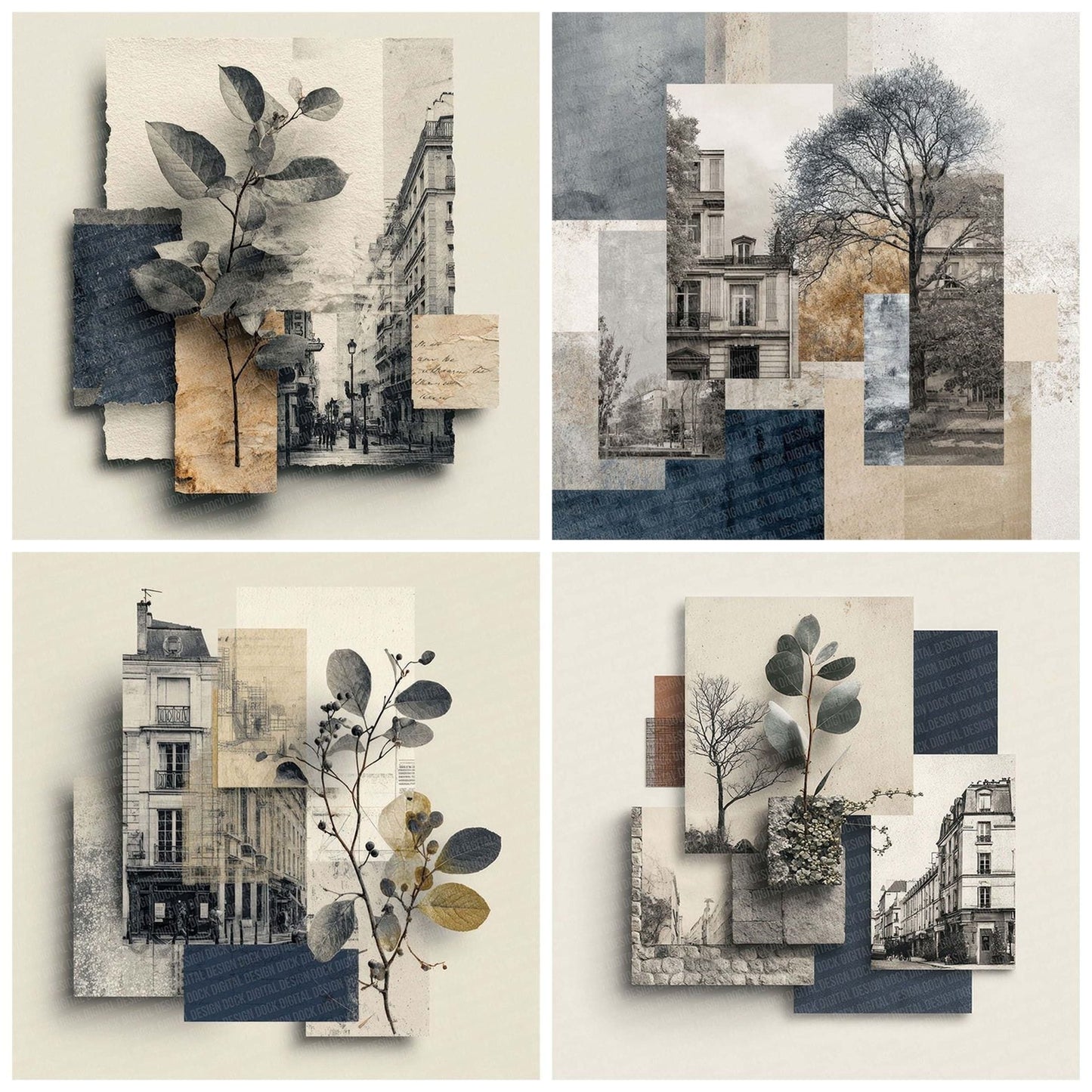 Paris City Collage Digital Paper Pack (DDD002894)