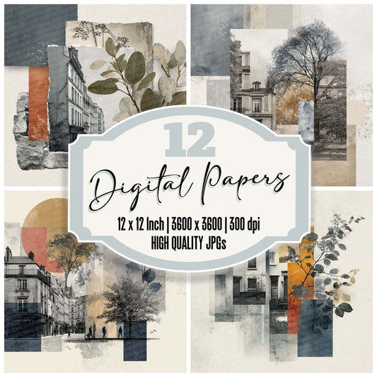 Paris City Collage Digital Paper Pack (DDD002894)