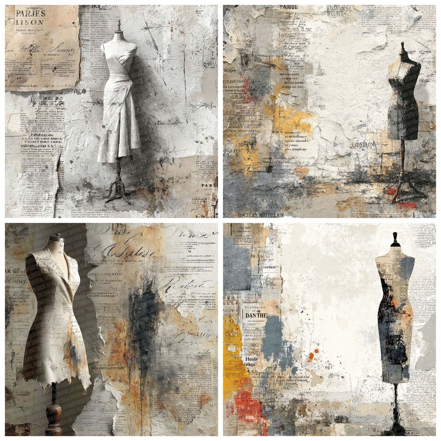 Paris Dressform Rip Digital Paper Pack (DDD002896)
