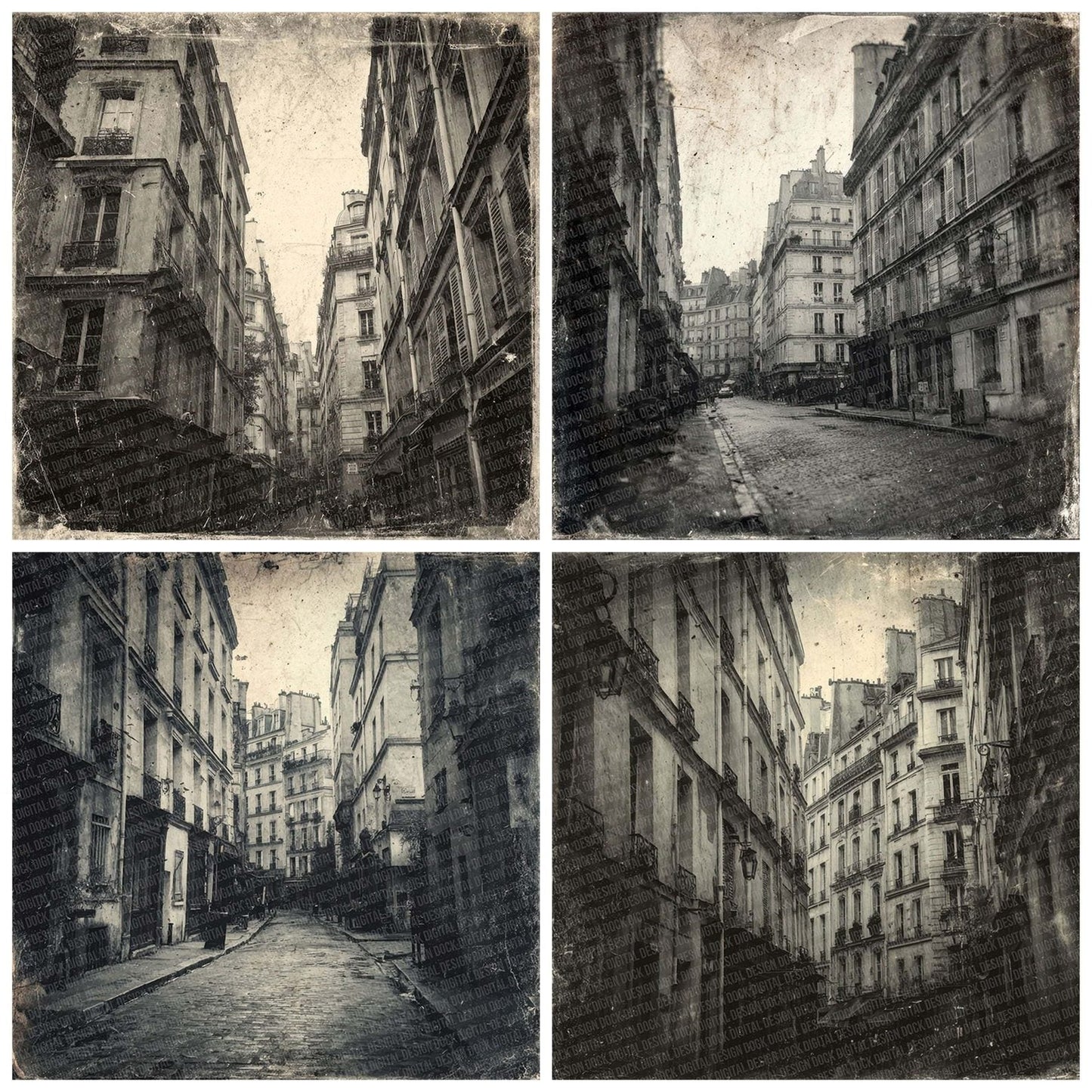 Paris Street Damaged Photo Digital Paper Pack (DDD002898)