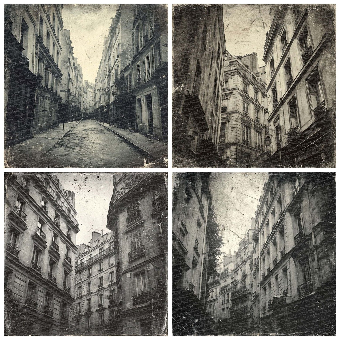 Paris Street Damaged Photo Digital Paper Pack (DDD002898)