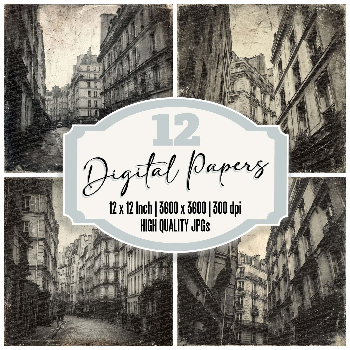 Paris Street Damaged Photo Digital Paper Pack (DDD002898)