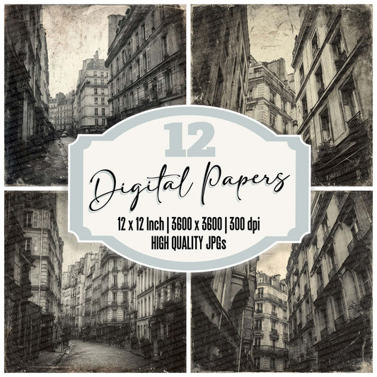 Paris Street Damaged Photo Digital Paper Pack (DDD002898)