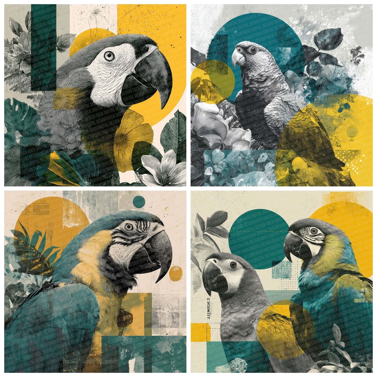 Parrot Tropical Moodboard Digital Paper Pack (DDD002903)