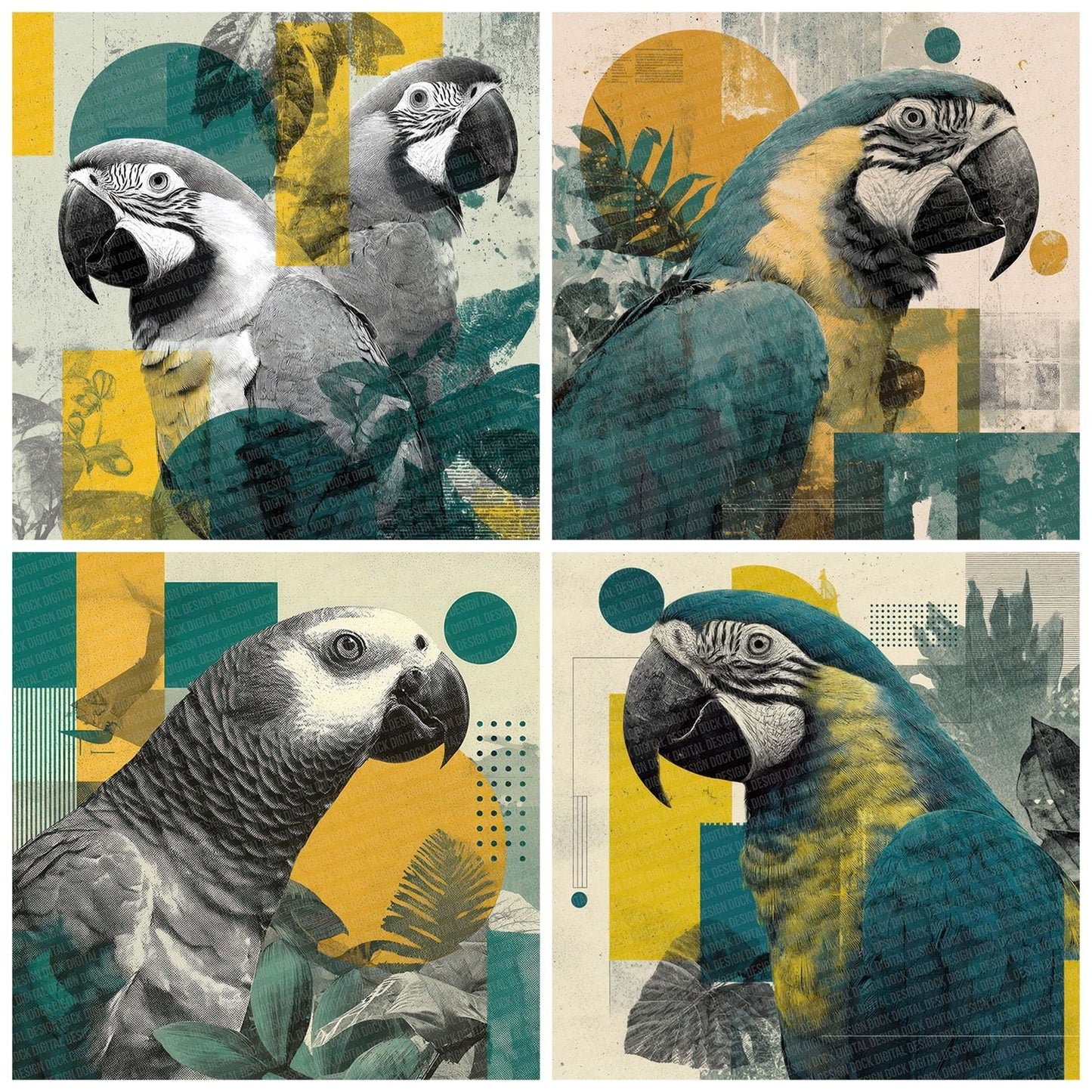 Parrot Tropical Moodboard Digital Paper Pack (DDD002903)