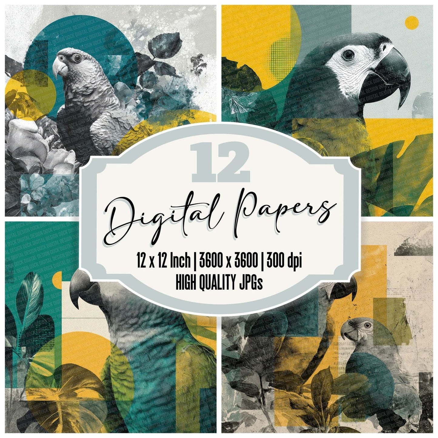 Parrot Tropical Moodboard Digital Paper Pack (DDD002903)