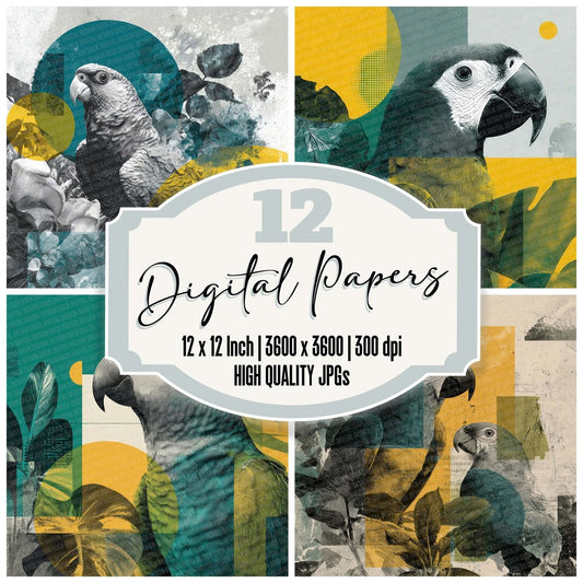 Parrot Tropical Moodboard Digital Paper Pack (DDD002903)