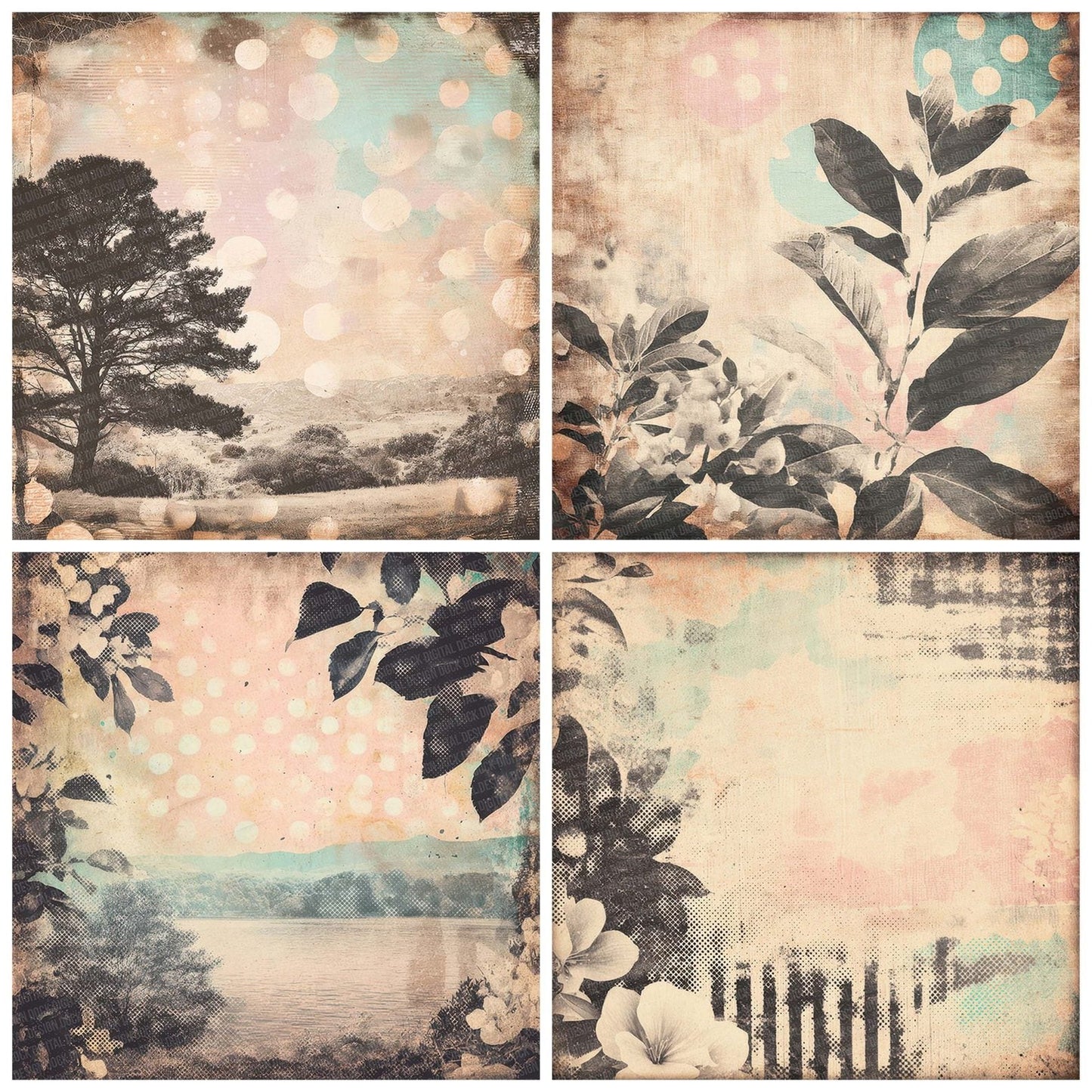 Pastel Bokeh Landscape Digital Paper Pack (DDD002909)