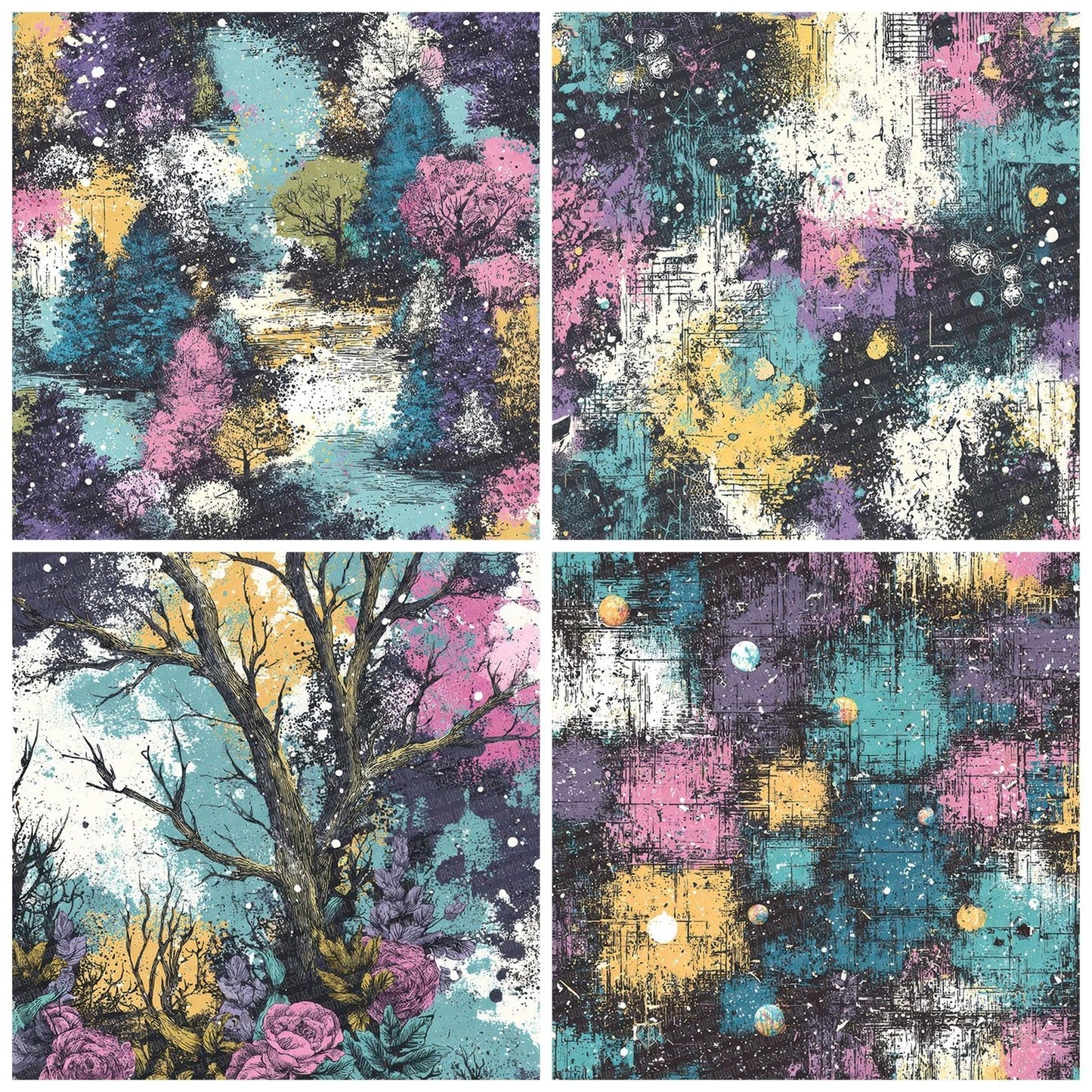 Pastel Cosmic Grunge Digital Paper Pack (DDD002918)
