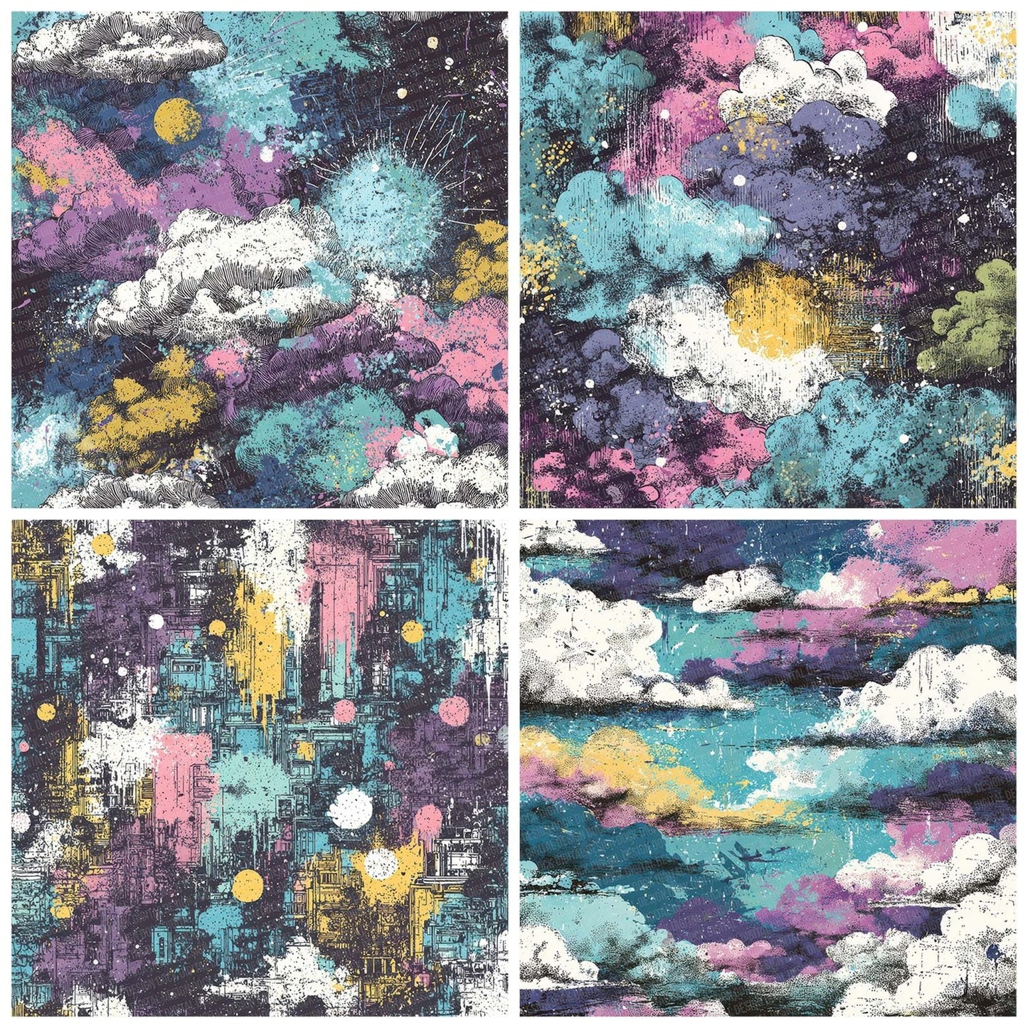 Pastel Cosmic Grunge Digital Paper Pack (DDD002918)