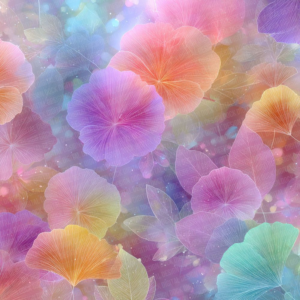 Pastel Dream Rainbow Floral Fusion Digital Paper Pack (DDD007697)