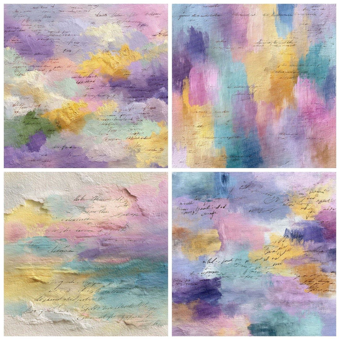 Pastel Monet Art Layers Script Digital Paper Pack (DDD002926)