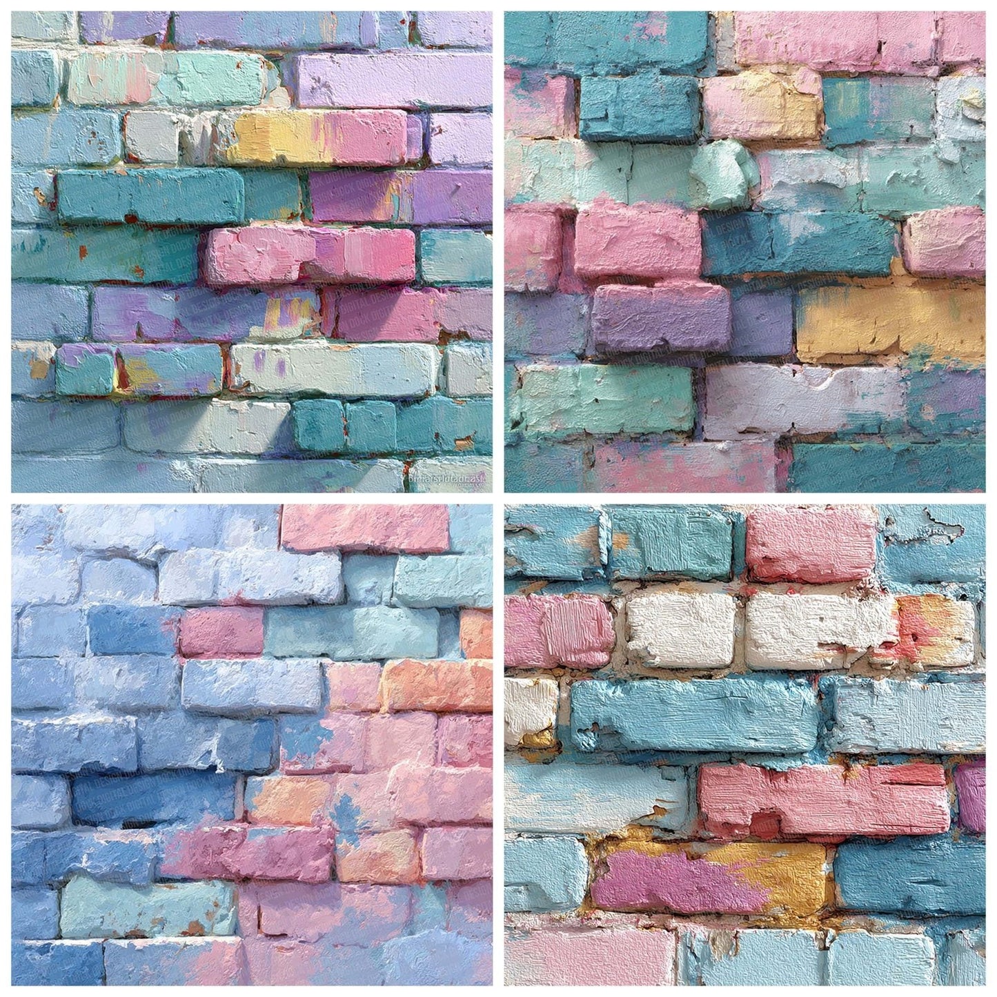 Pastel Patch Brick Wall Digital Paper Pack (DDD002929)