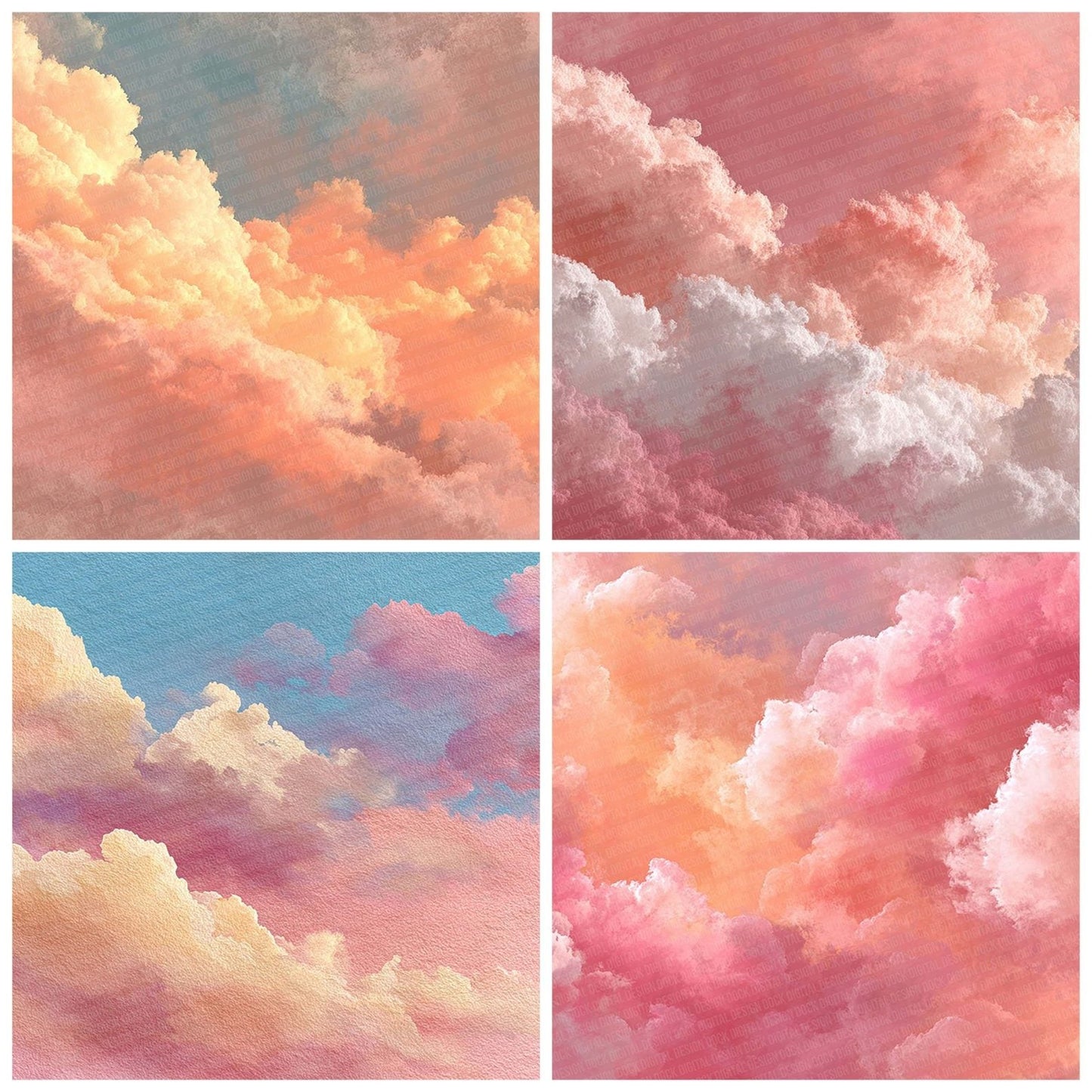 Pastel Peach Mist Abstract Digital Paper Pack (DDD002930)