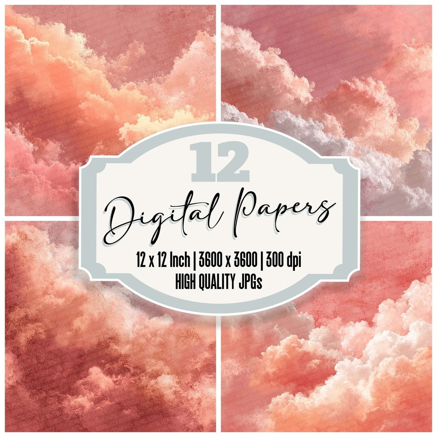 Pastel Peach Mist Abstract Digital Paper Pack (DDD002930)