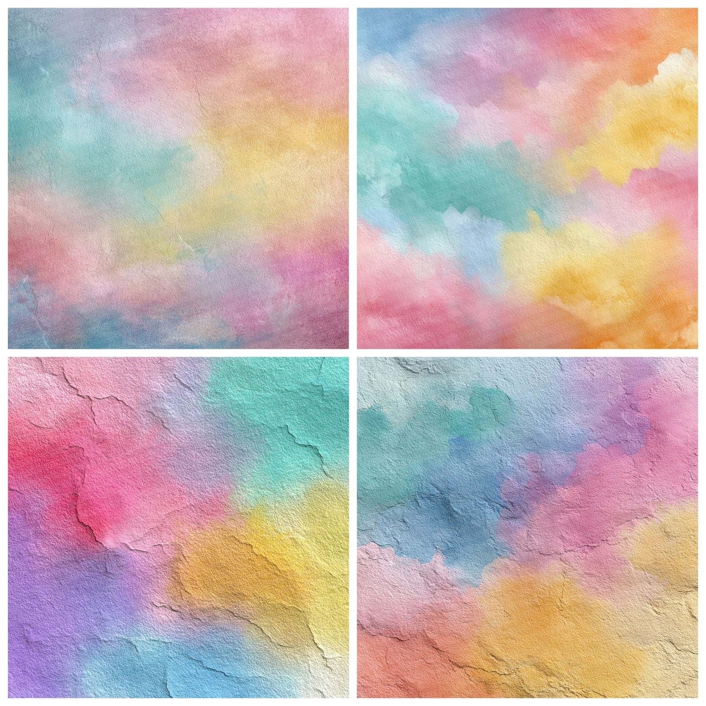Pastel Watercolour Wash Rainbow Digital Paper Pack (DDD002938)