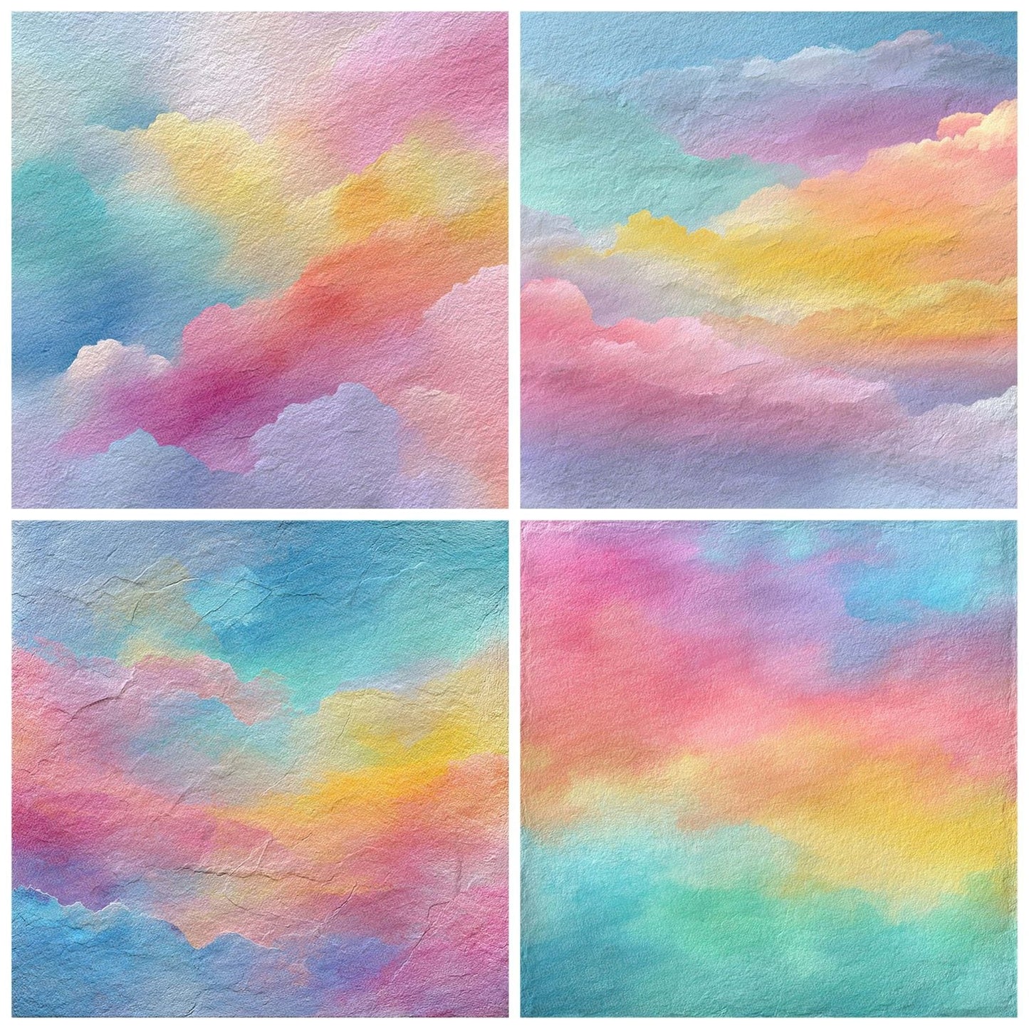 Pastel Watercolour Wash Rainbow Digital Paper Pack (DDD002938)