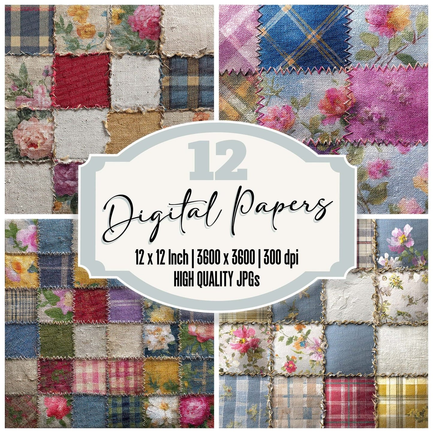 Patchwork Fabric Mix Digital Paper Pack (DDD002941)