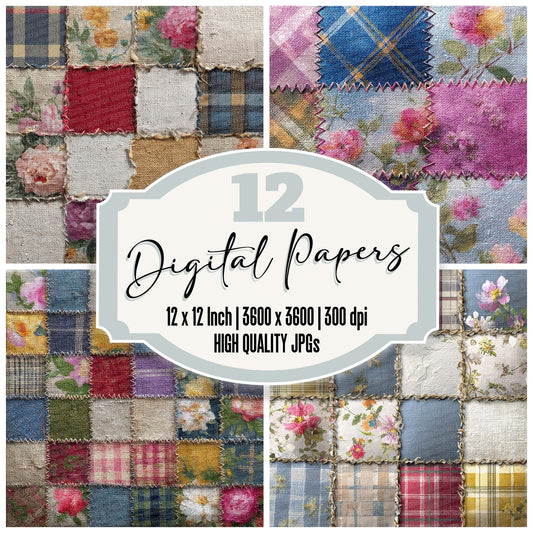 Patchwork Fabric Mix Digital Paper Pack (DDD002941)
