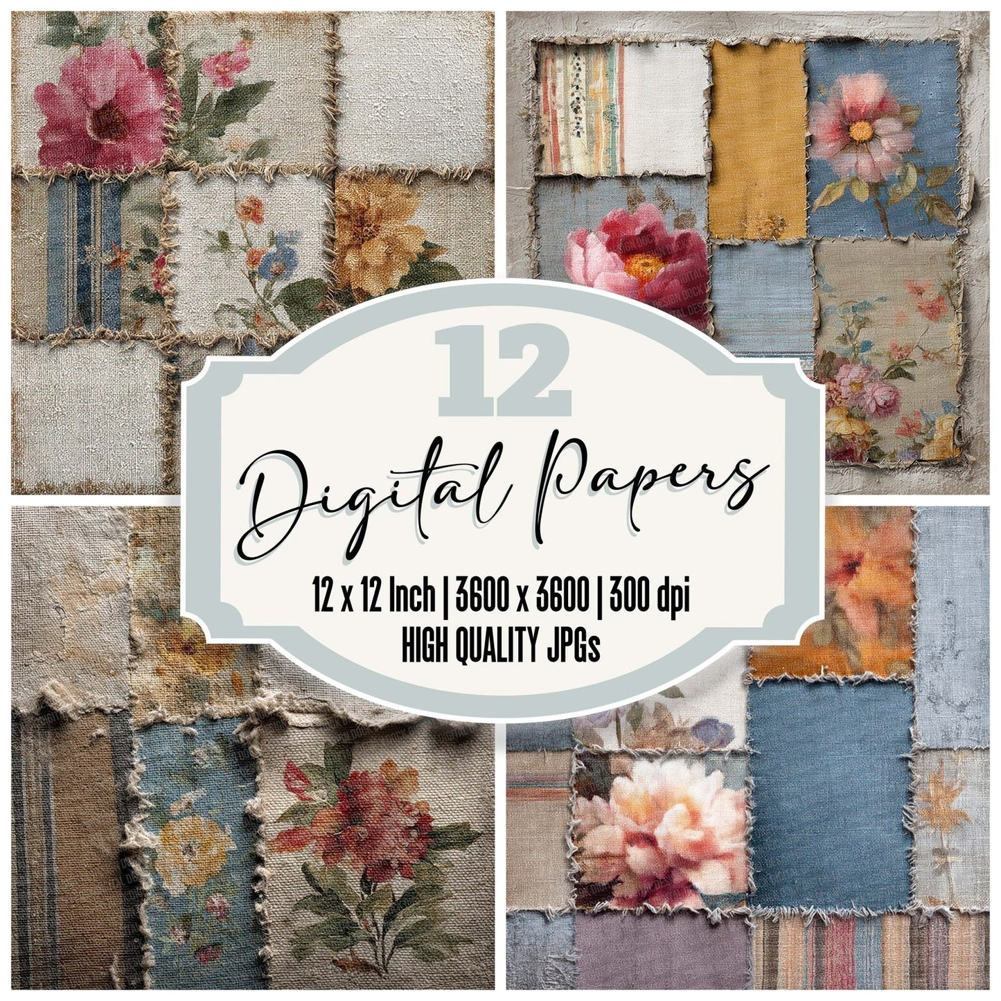Patchwork Quilt Fade Digital Paper Pack (DDD002943)