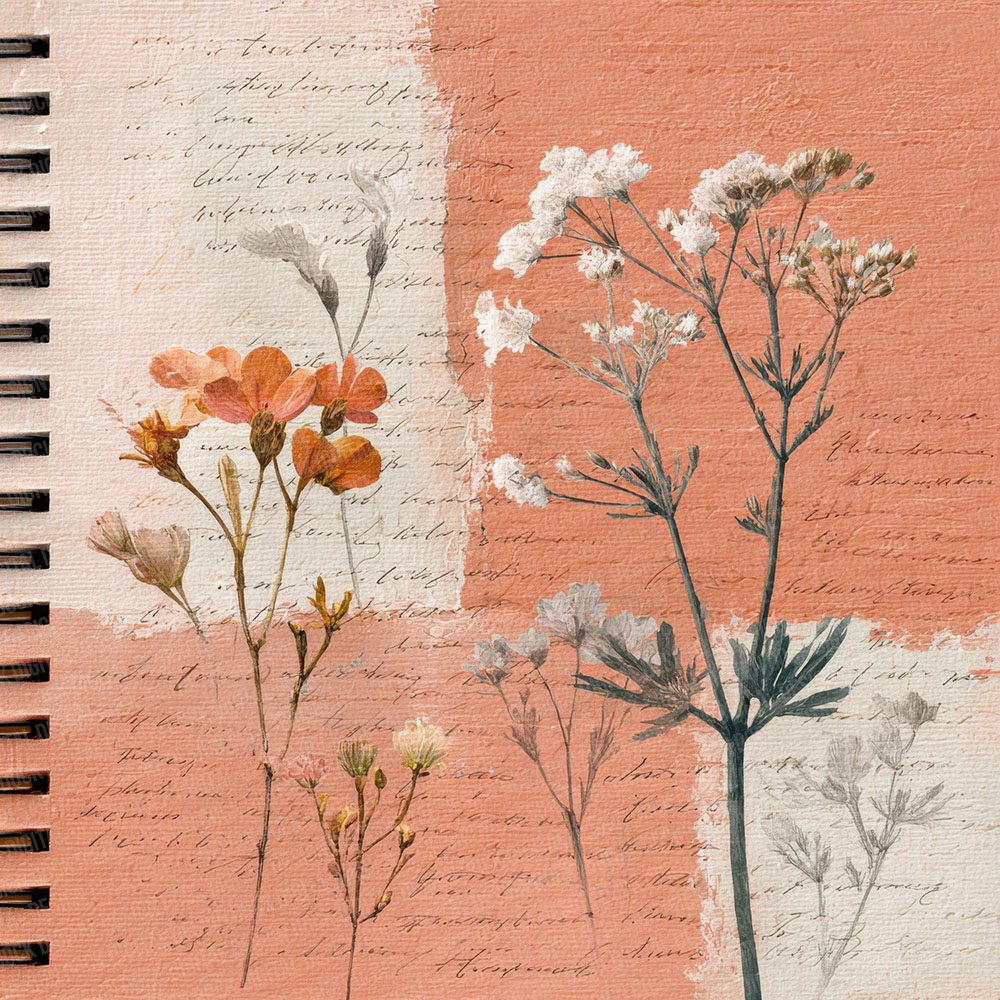 Peach Dune Botanical Notes Digital Paper Pack (DDD002954)