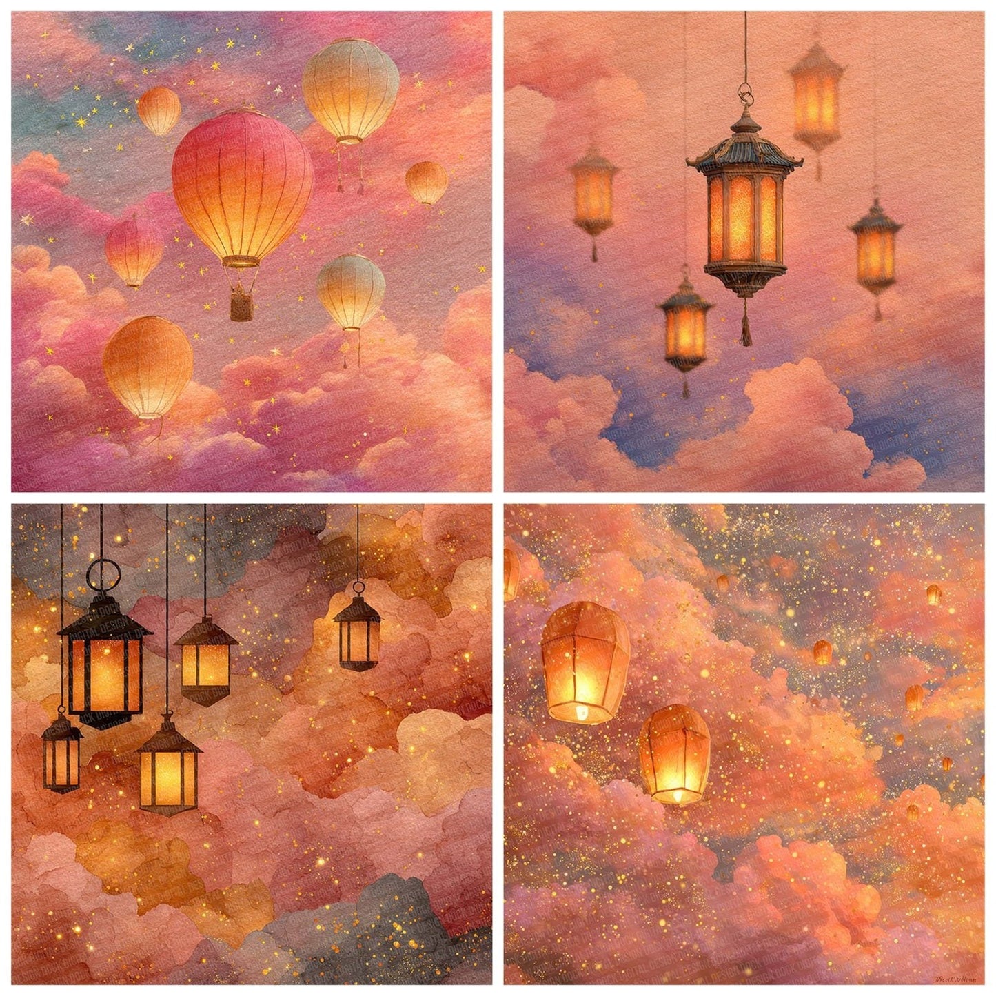 Peach Lantern Drift Digital Paper Pack (DDD002956)