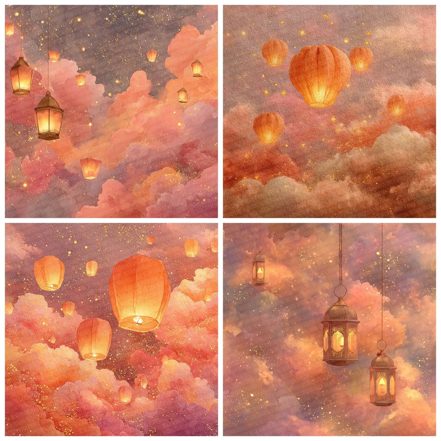 Peach Lantern Drift Digital Paper Pack (DDD002956)