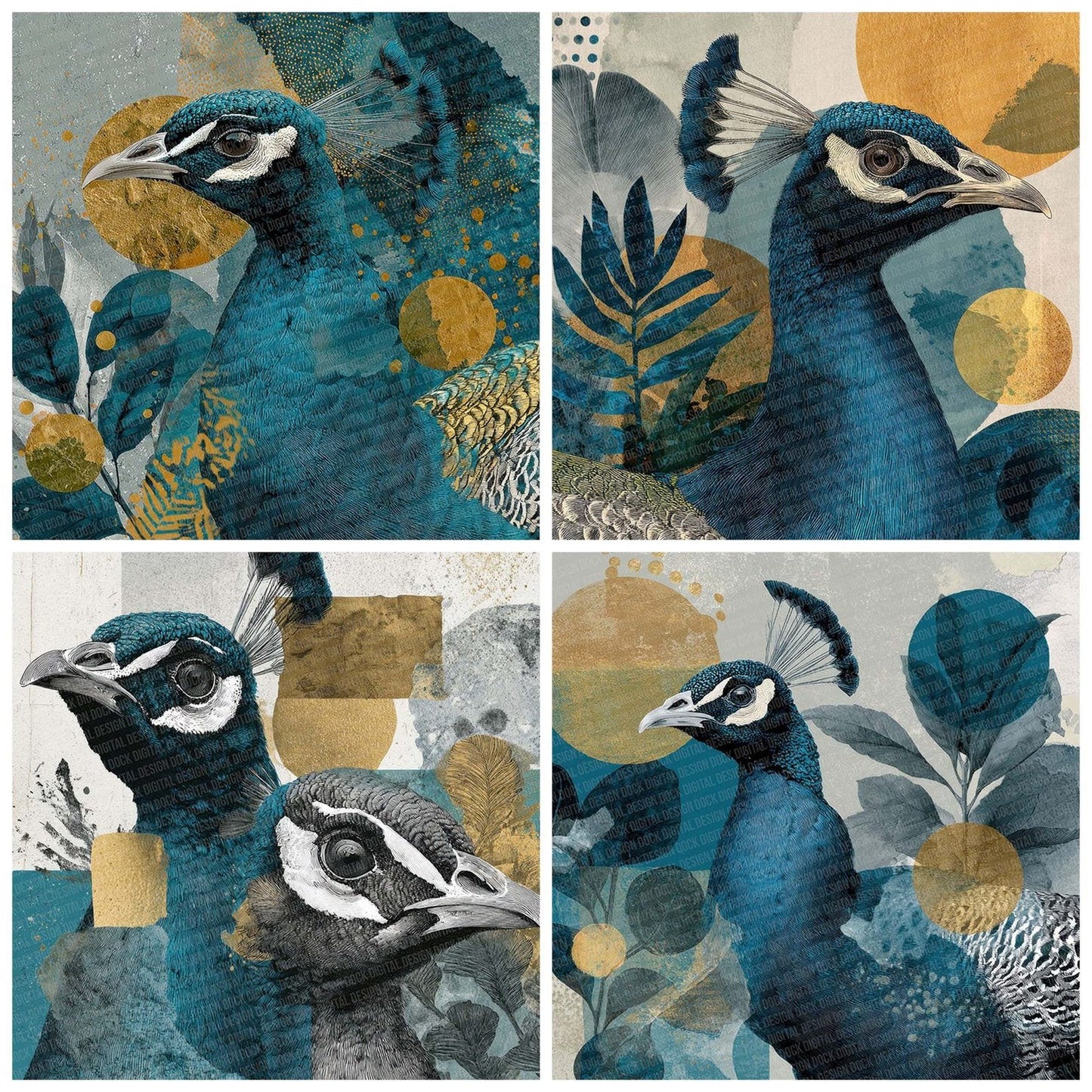 Peacock Jewel Moodboard Digital Paper Pack (DDD002963)