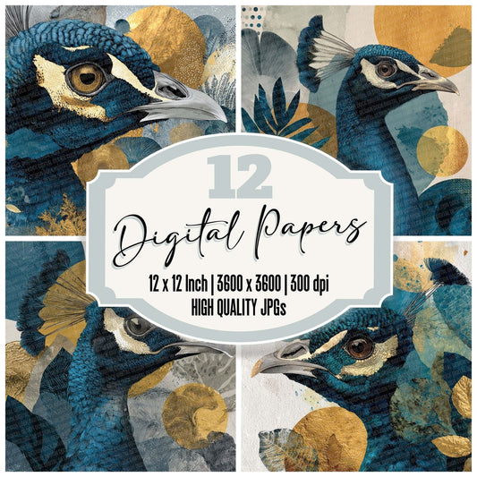 Peacock Jewel Moodboard Digital Paper Pack (DDD002963)